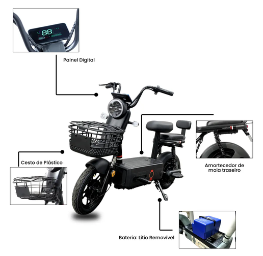 bicicleta elétrica NADO C2 1000W