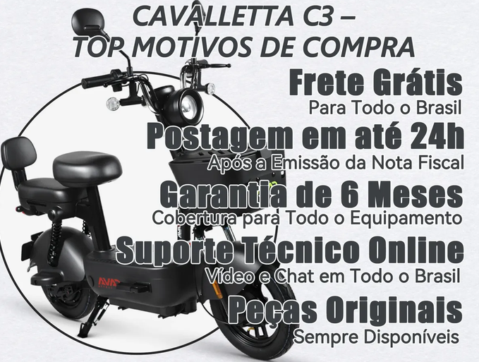 Bicicleta Elétrica Cavalletta C3 800W
