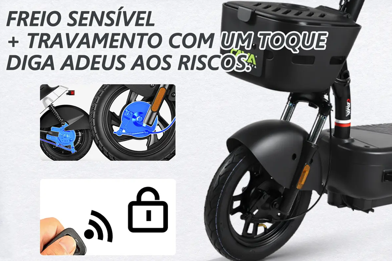 Freio Sensível + Travamento com um toque.
